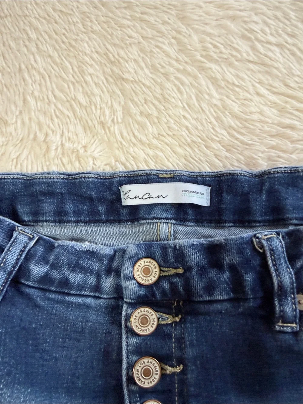 KanCan Women's Dark Blue Boyfriend Jeans with Button-Fly